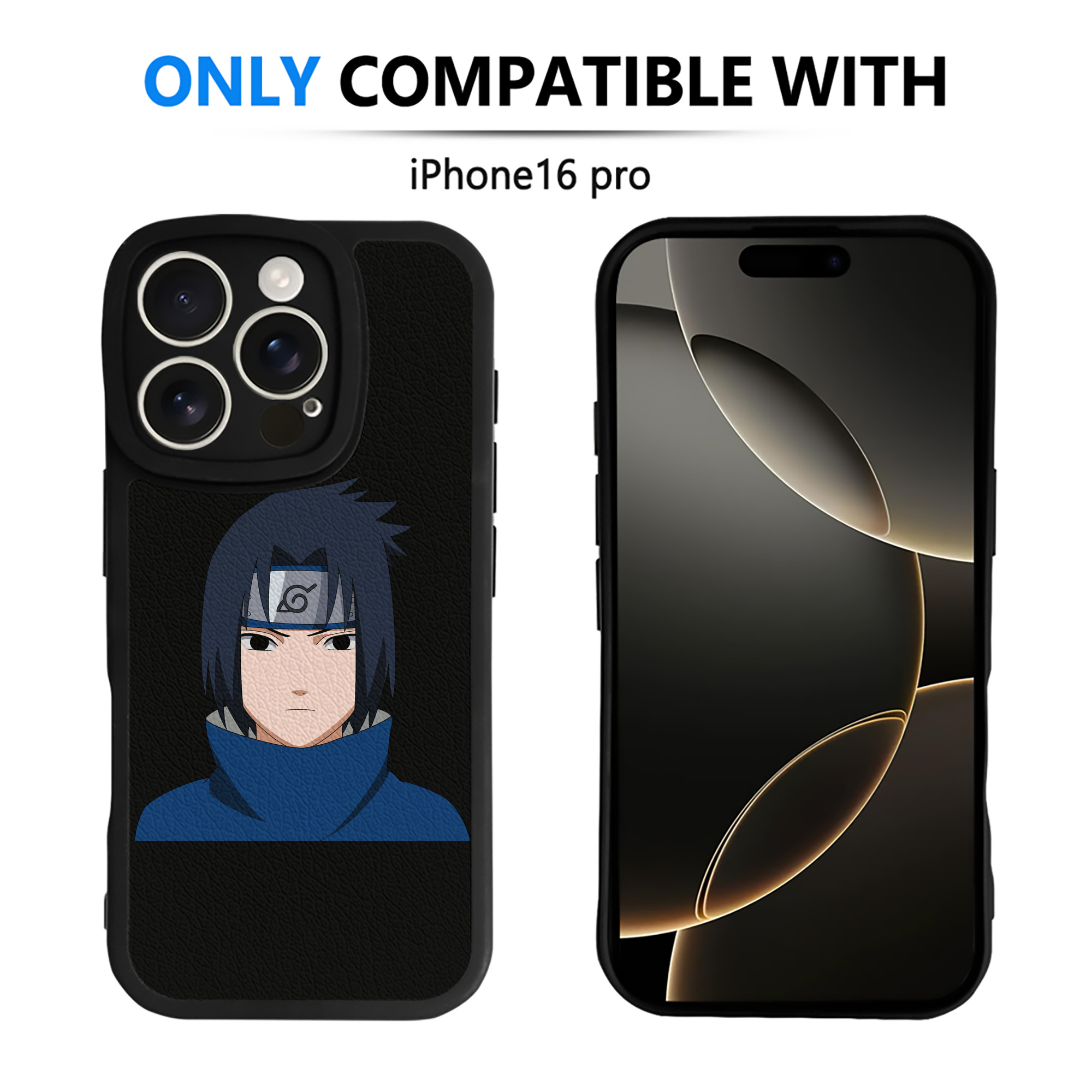 （画像用） NARUTO -ナルト- うちは サスケ Uchiha Sasuke 【iPhone 16シリーズ対応】シリコンスマホケース（レザー調） 材質：シリコン